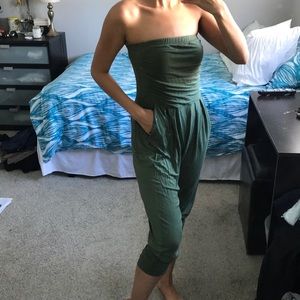Green Cropped Leg Romper